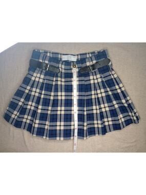 ✨ 3 / $15 DEAL ✨ Zara Kids Blue Plaid Pleated Buckle Skort - Size 4/5 Year - EUC